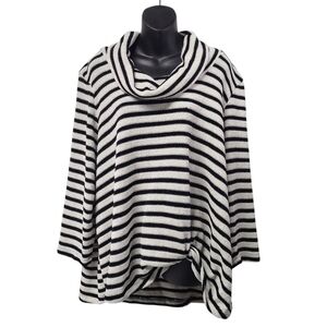 Ruby Rd. Women's Black White Cowl Neck Comfy Soft Sweater Plus Size 3X